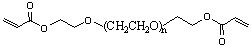 Illustration of AC-PEG-AC (Acrylate-PEG-Acrylate) crosslinking PEG reagent.