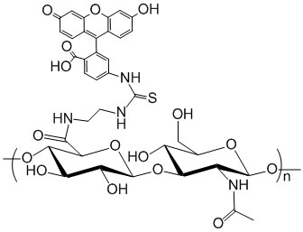 Illustration of Hyaluronic Acid Fluorescein labeled with fluorescein (FITC)