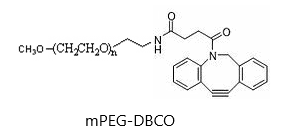 Linear representation of mPEG-DBCO, also known as methoxy pegylated dibenzocyclooctyne