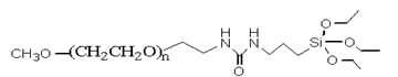 Illustration of mPEG-Silane, a linear monofunctional methoxy PEG.